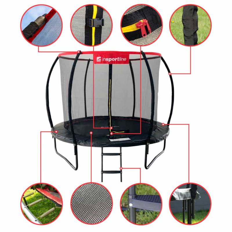 Батут inSPORTline Flea PRO 244 см с сеткой и лестницей