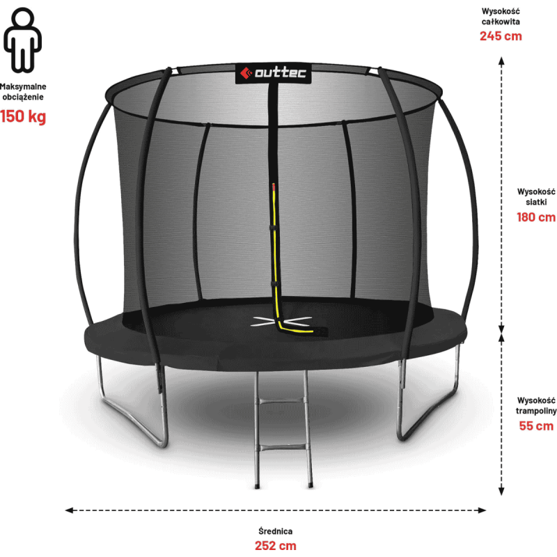Батут Outtec Premium 435 см Black з сіткою та драбинкою