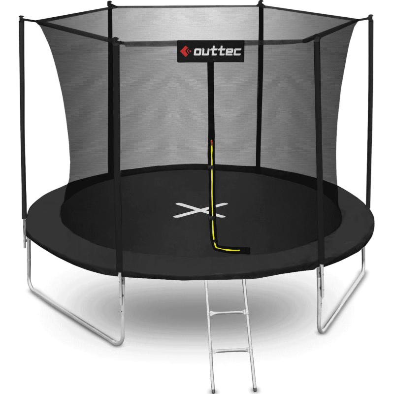 Батут Outtec 374 см Black з внутрішньою сіткою та драбинкою