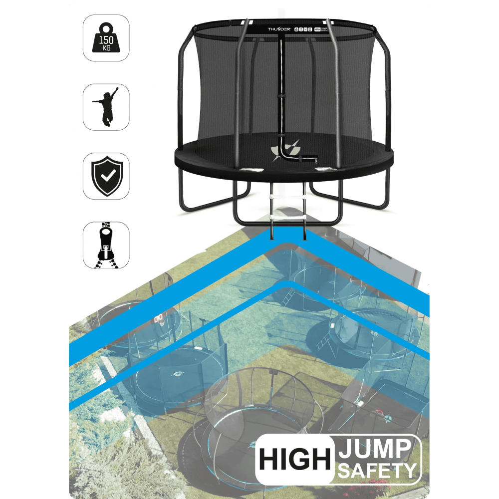 Батут Thunder Elite Black 305 см с сеткой и лестницей