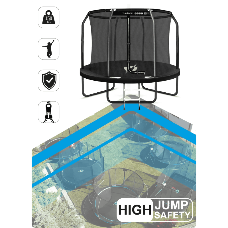 Батут THUNDER ELITE 305 см з внутрішньою сіткою, чорний