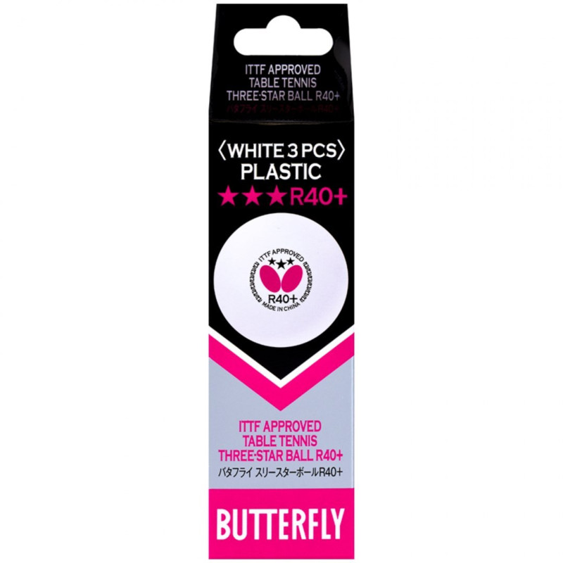 Мячи для настольного тенниса BUTTERFLY 3 шт, белые