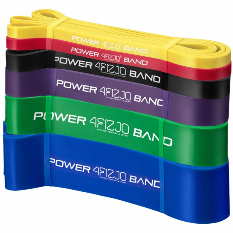 Набір з 6 еластичних стрічок для фітнесу 4FIZJO Power Band, 2-46 кг
