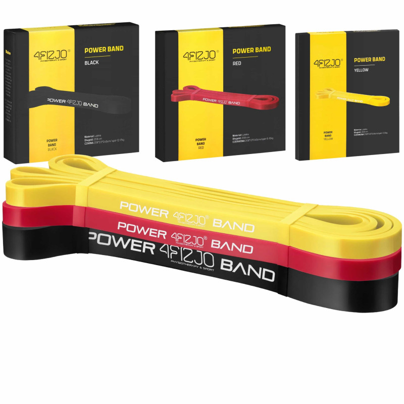 Набір з 3 еластичних стрічок для фітнесу 4FIZJO Power Band, 2-17 кг