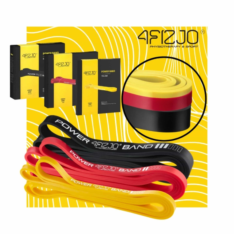 Набір з 3 еластичних стрічок для фітнесу 4FIZJO Power Band, 2-17 кг