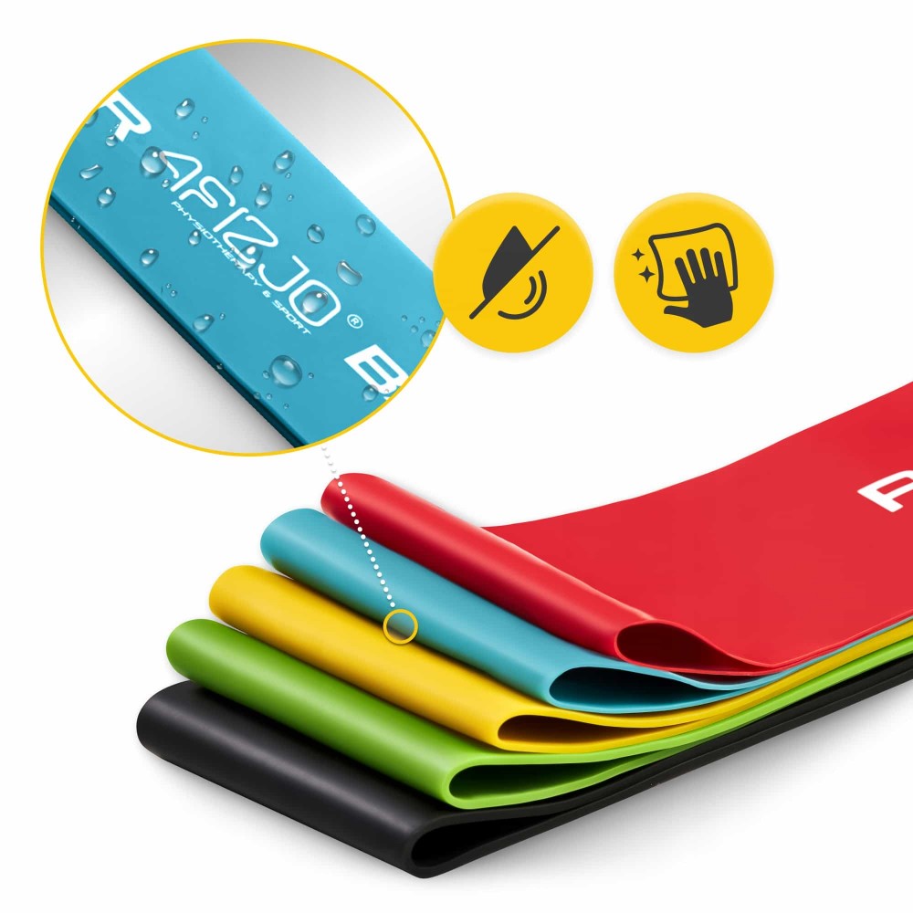 Набір з 5 еластичних стрічок для фітнесу 4FIZJO Mini Power Band, 1-20 кг