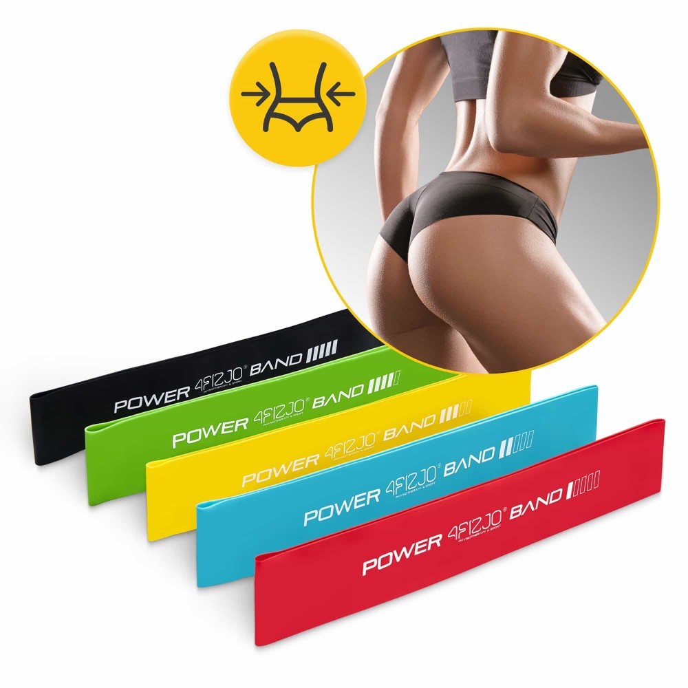 Набір з 5 еластичних стрічок для фітнесу 4FIZJO Mini Power Band, 1-20 кг