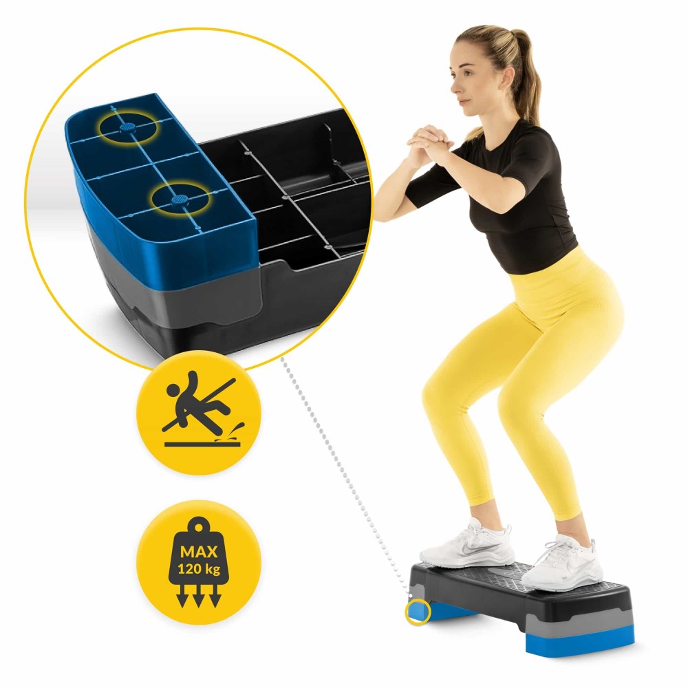 Степ платформа 2-ступінчаста 4FIZJO 69 х 28 х 10-15 см Black/Blue