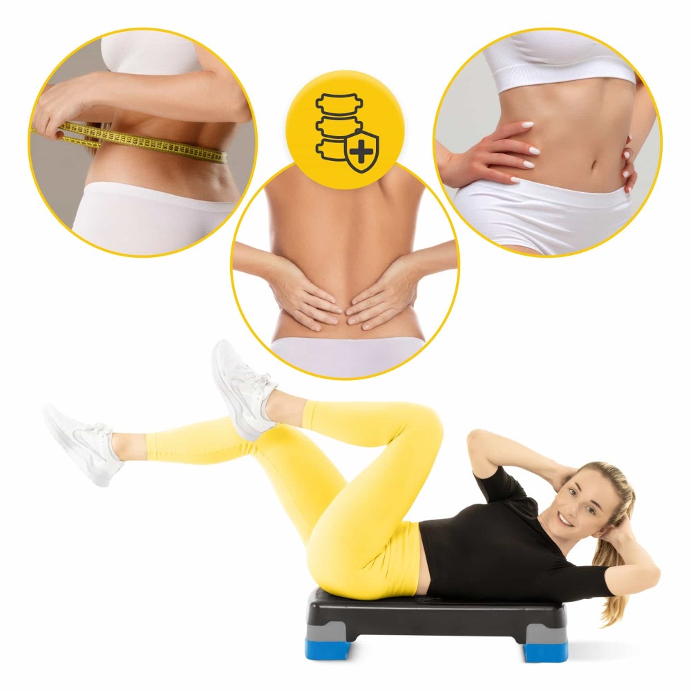 Степ платформа 2-ступінчаста 4FIZJO 69 х 28 х 10-15 см Black/Blue