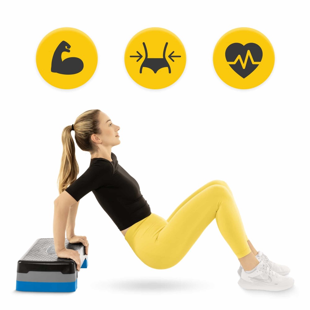 Степ платформа 2-ступінчаста 4FIZJO 69 х 28 х 10-15 см Black/Blue