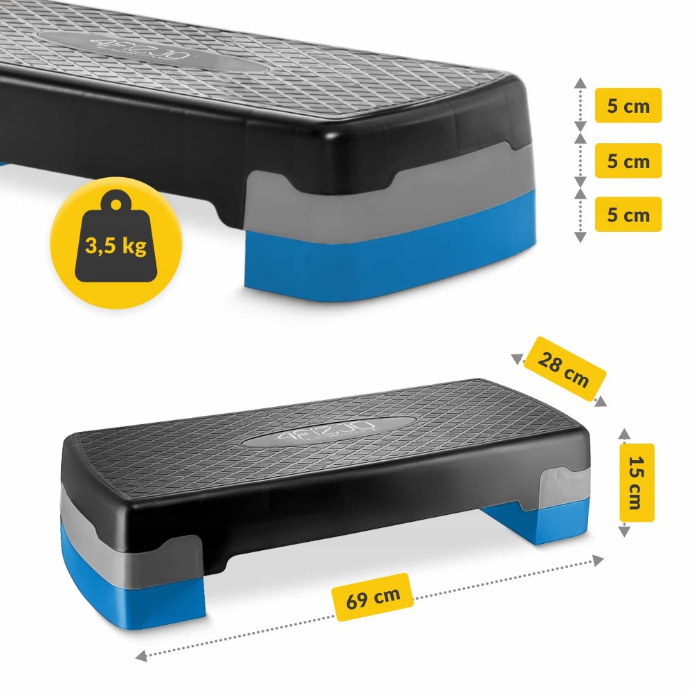 Степ платформа 2-ступінчаста 4FIZJO 69 х 28 х 10-15 см Black/Blue