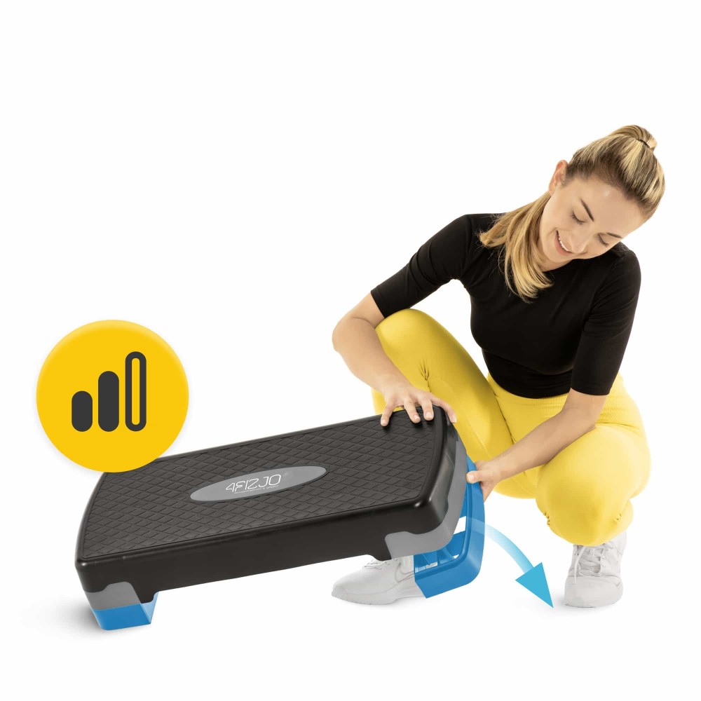 Степ платформа 2-ступінчаста 4FIZJO 69 х 28 х 10-15 см Black/Blue