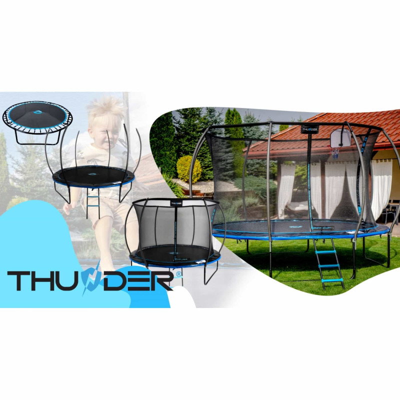 Батут Thunder Ultra 183 см Blue с внутренней сеткой и лестницей