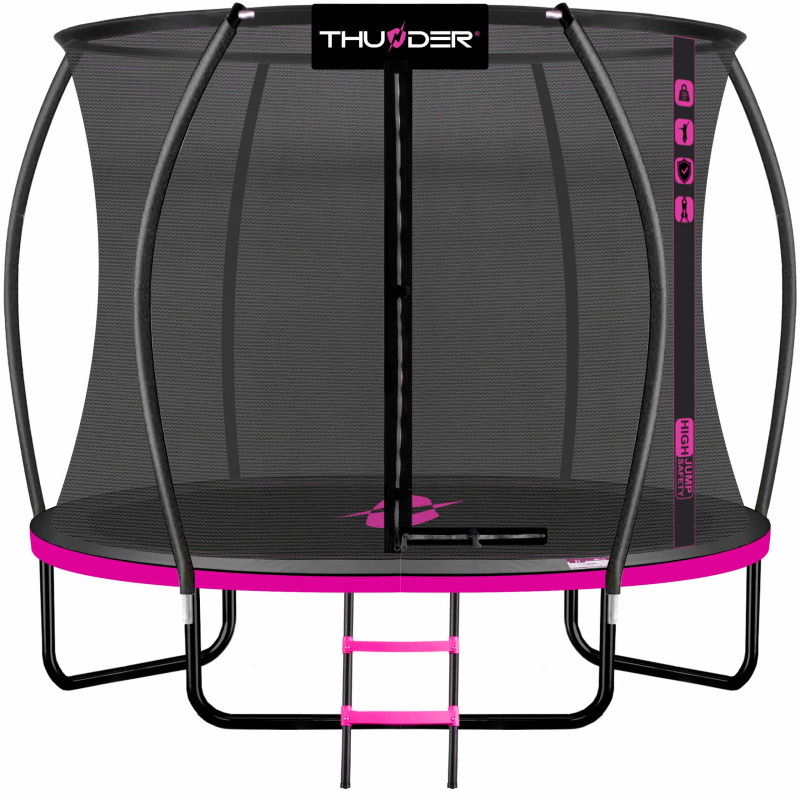 Батут Thunder Ultra 183 см Pink з внутрішньою сіткою та драбинкою