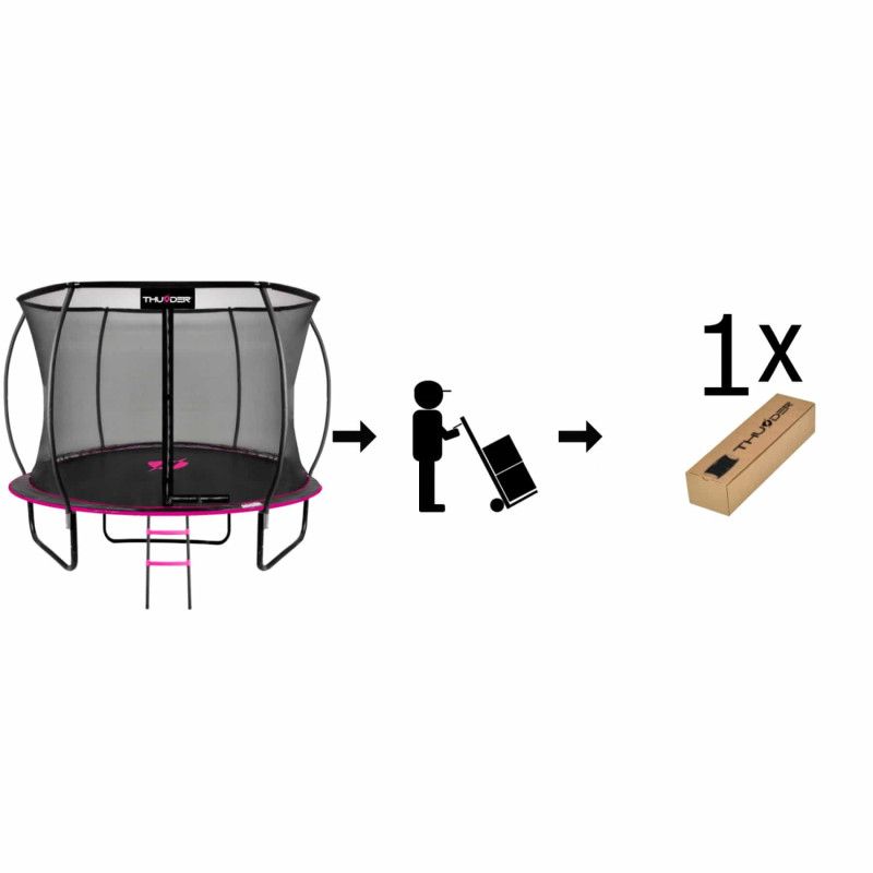 Батут Thunder Ultra 183 см Pink з внутрішньою сіткою та драбинкою