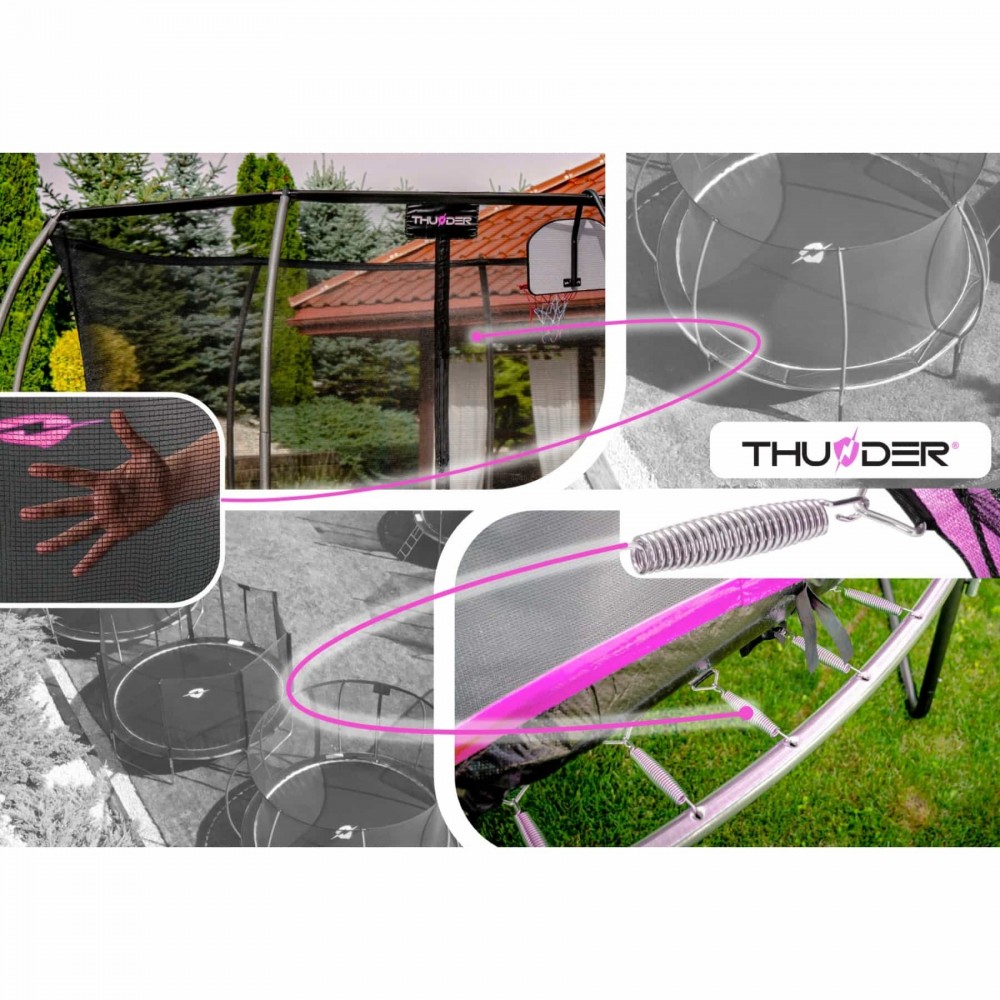 Батут Thunder Ultra 252 см Pink с внутренней сеткой и лестницей