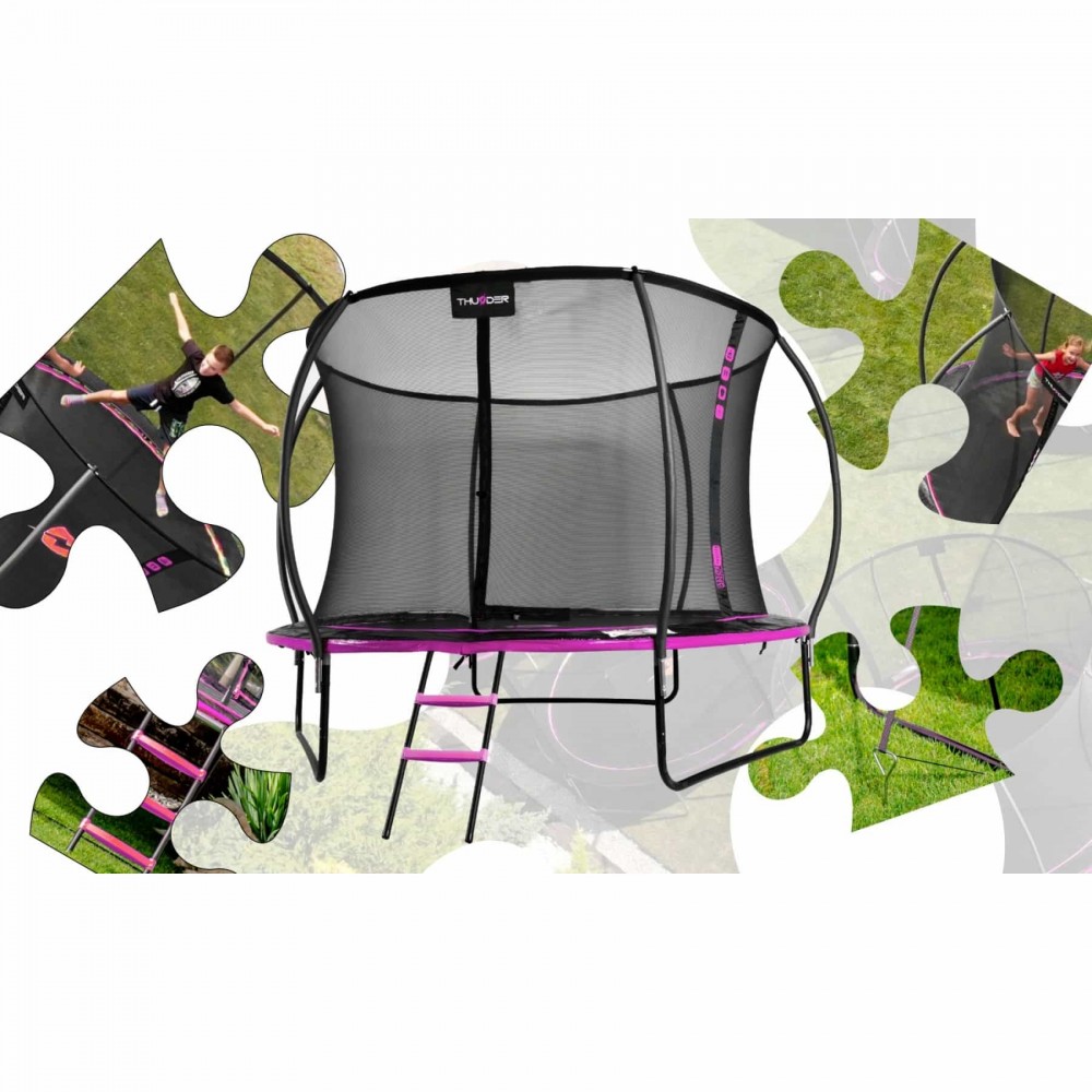 Батут Thunder Ultra 252 см Pink с внутренней сеткой и лестницей