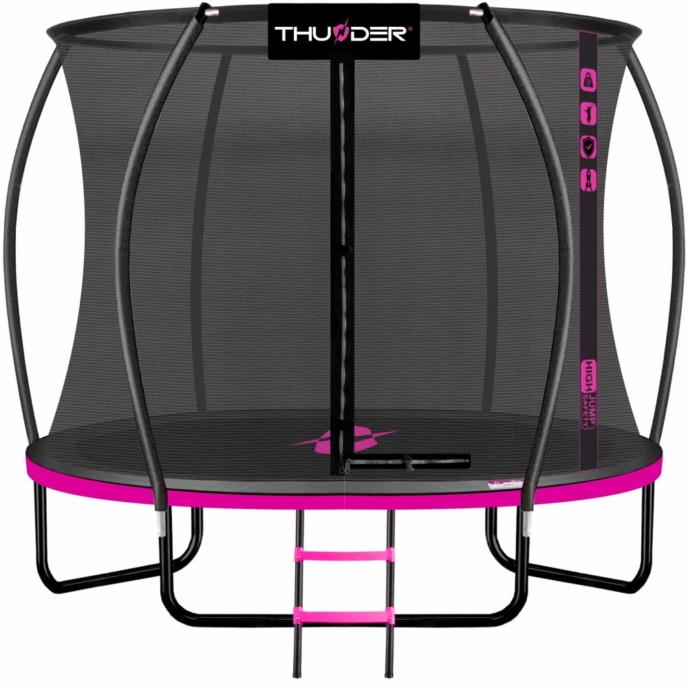 Батут Thunder Ultra 312 см Pink з внутрішньою сіткою та драбинкою