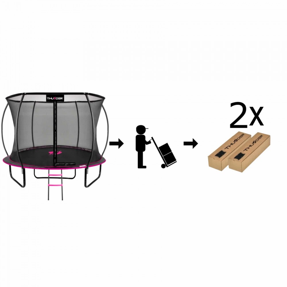 Батут Thunder Ultra 312 см Pink з внутрішньою сіткою та драбинкою