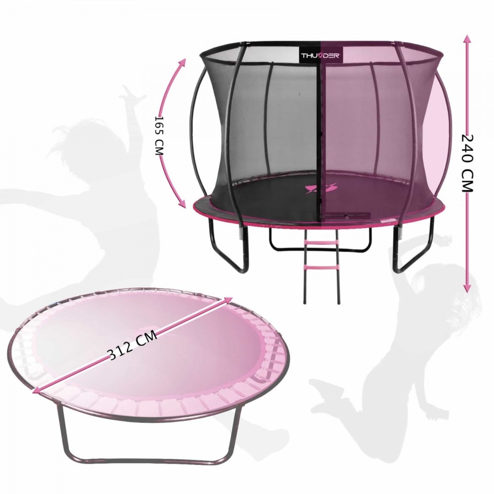 Батут Thunder Ultra 312 см Pink з внутрішньою сіткою та драбинкою