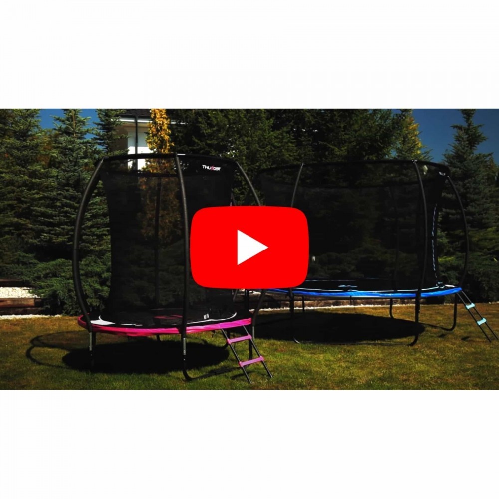 Батут Thunder Ultra 374 см Pink с внутренней сеткой и лестницей