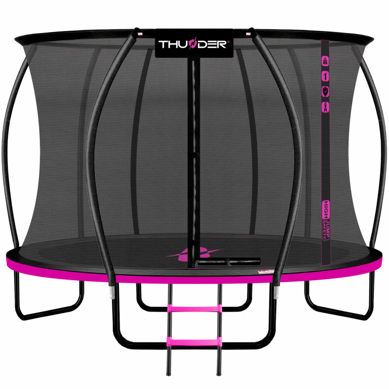 Батут Thunder Ultra 435 см Pink с внутренней сеткой и лестницей