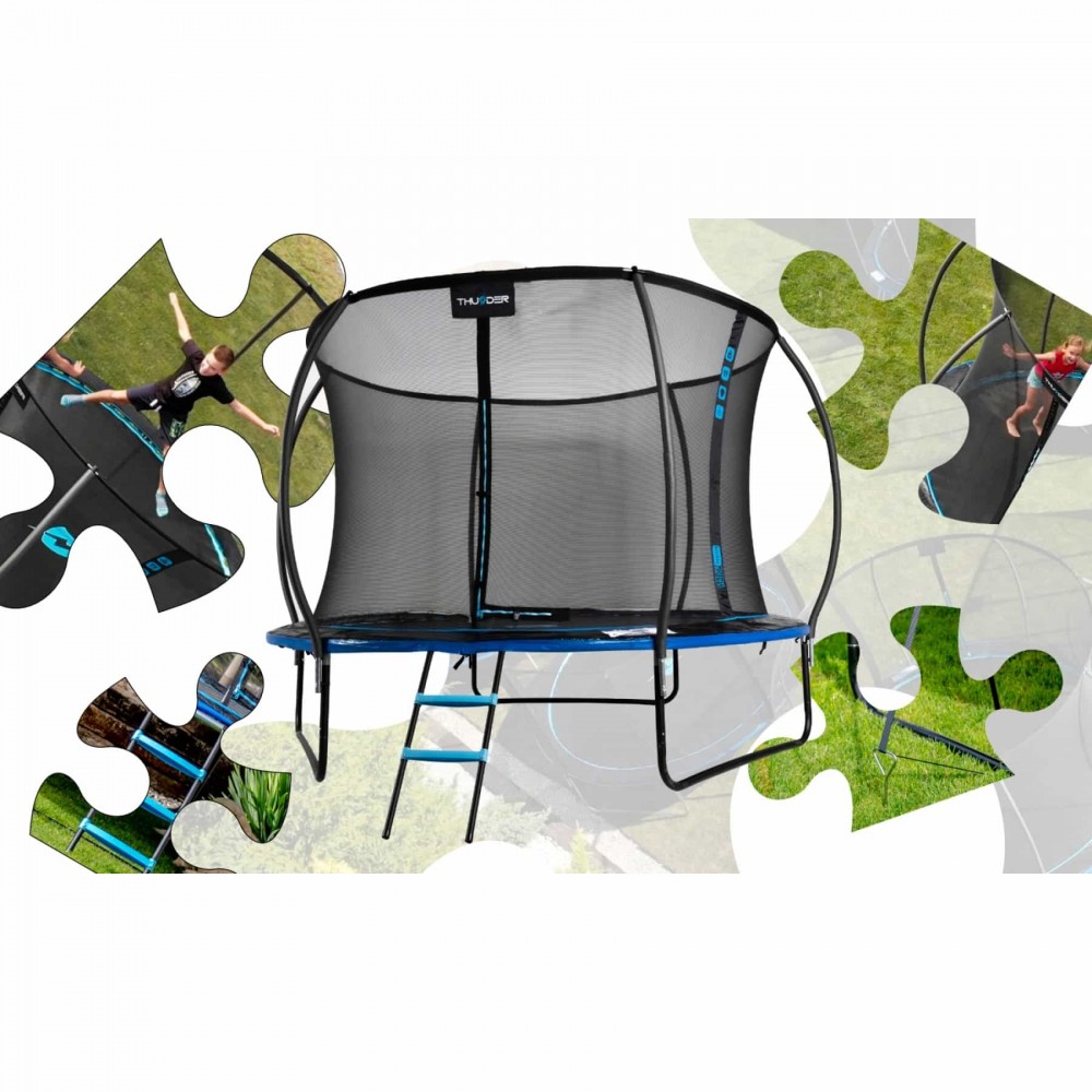 Батут Thunder Ultra 490 см Blue с внутренней сеткой и лестницей