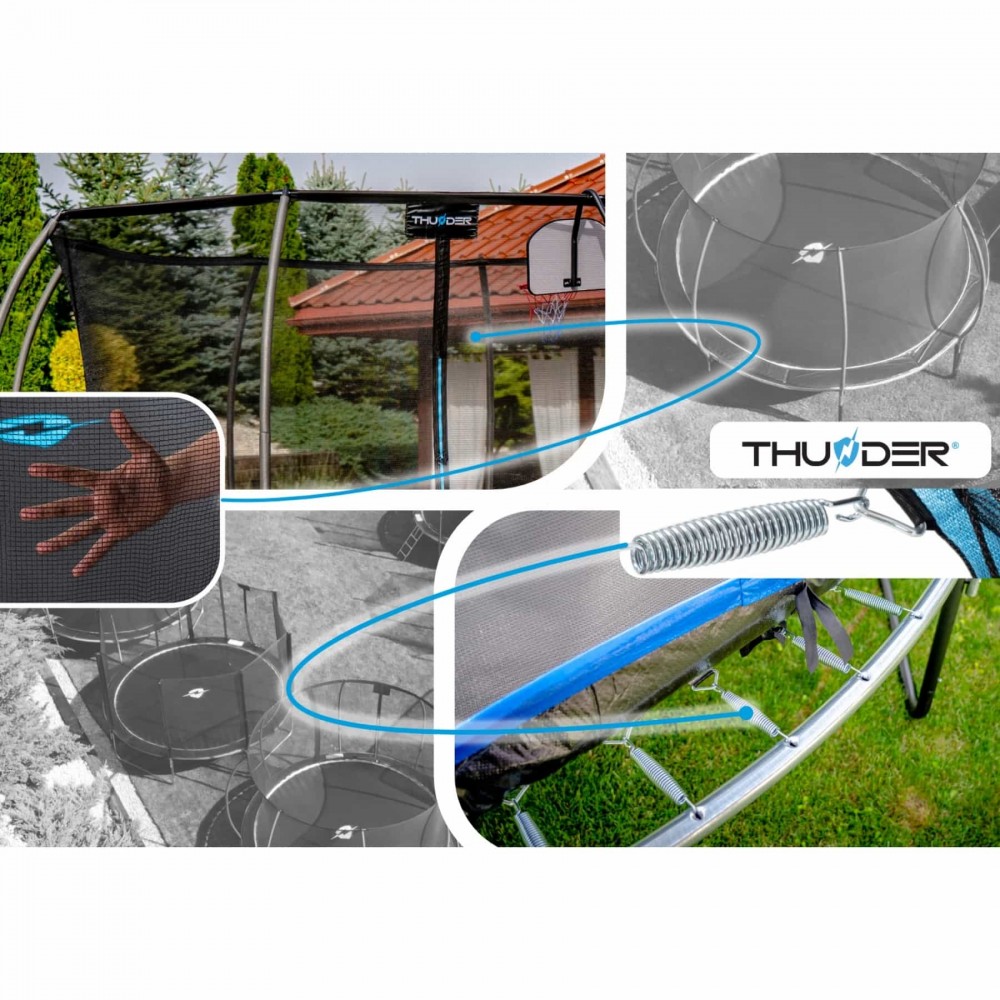 Батут Thunder Ultra 490 см Blue с внутренней сеткой и лестницей