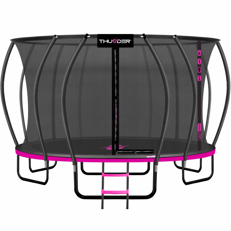Батут Thunder Ultra 490 см Pink з внутрішньою сіткою та драбинкою