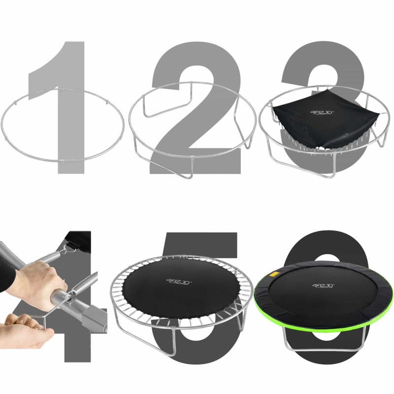 Батут 4FIZJO Pro 183 см Black/Green с внутренней сеткой и лестницей