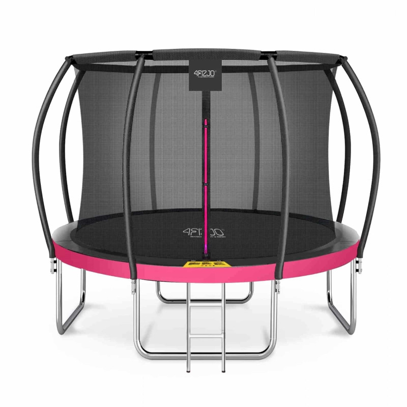 Батут 4FIZJO Pro 252 см Black/Pink с внутренней сеткой и лестницей