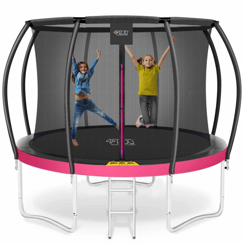 Батут 4FIZJO Pro 312 см Black/Pink с внутренней сеткой и лестницей