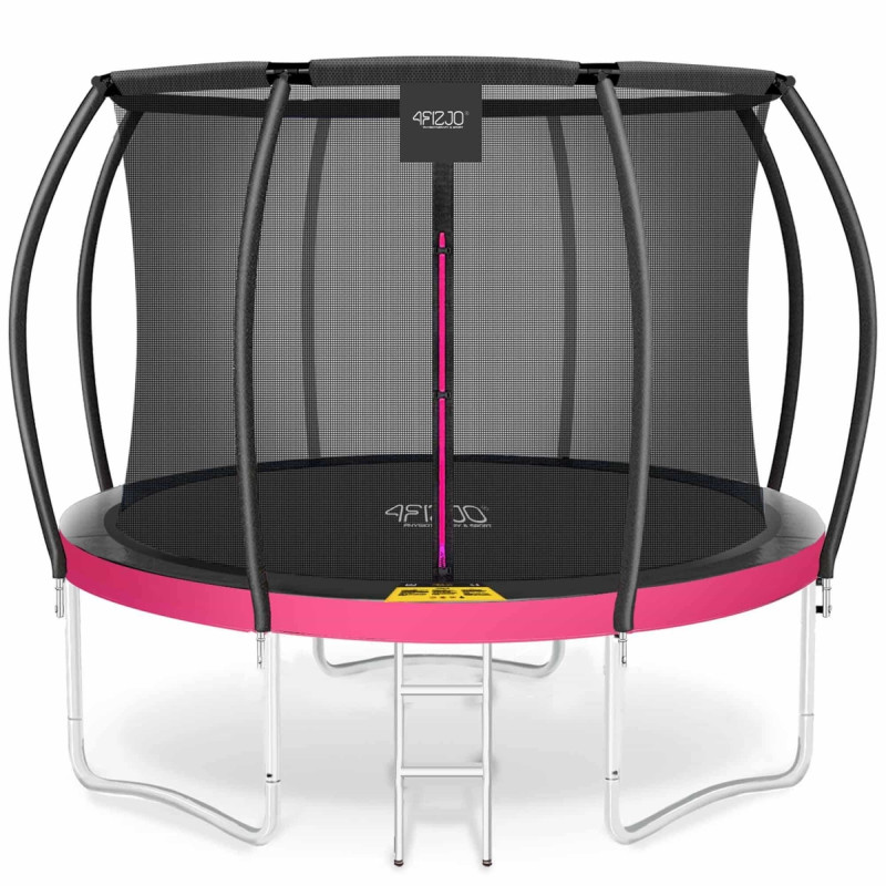 Батут 4FIZJO Pro 312 см Black/Pink с внутренней сеткой и лестницей