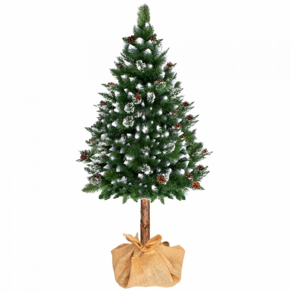 Штучна ялинка 220 см Springos сосна зі стовбуром, засніжена, з шишками