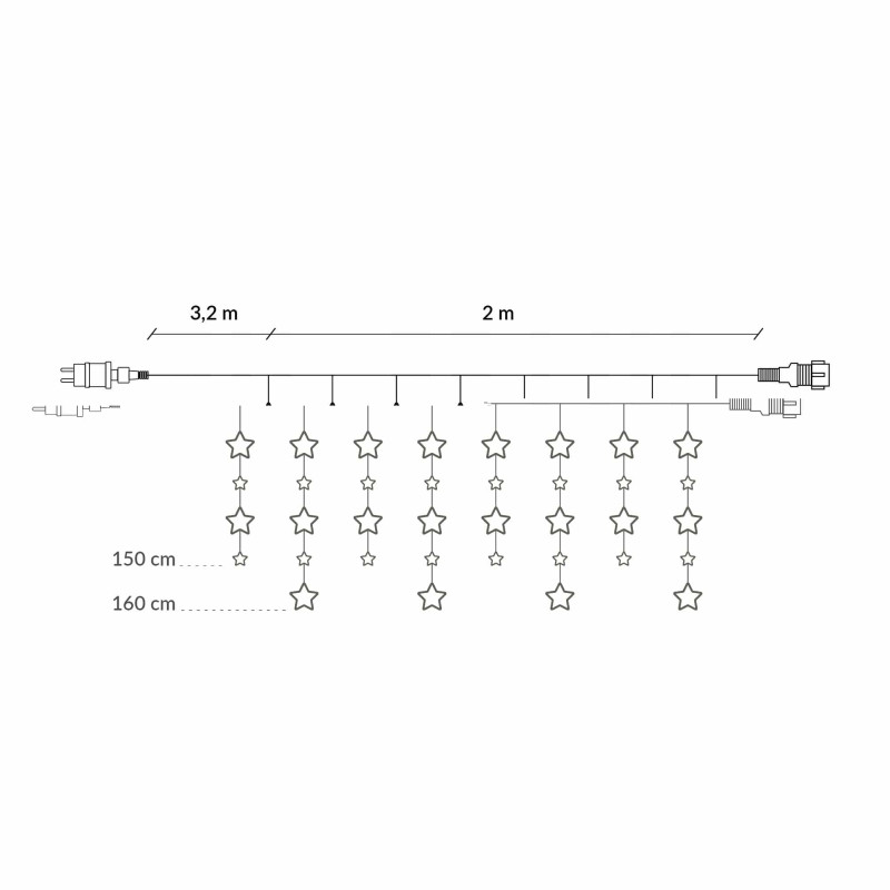 Гирлянда бахрома уличная (наружная) Springos 2 м 180 LED CL4004 Warm White
