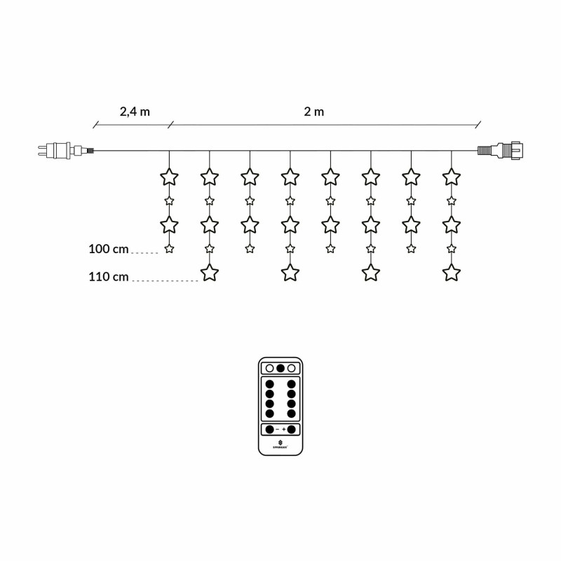 Гирлянда бахрома уличная (наружная) Springos 2 м 136 LED Pilot CL4006 Cold White/Blue