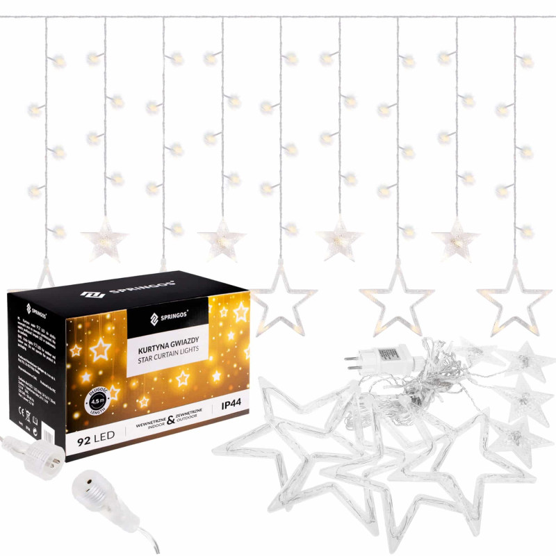 Гирлянда бахрома уличная (наружная) Springos 2 м 92 LED CL4010 Warm White