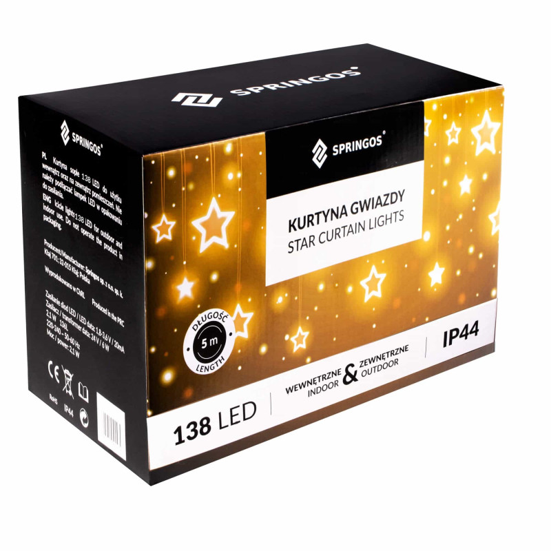 Гирлянда бахрома уличная (наружная) Springos 2 м 138 LED CL4012 Warm White