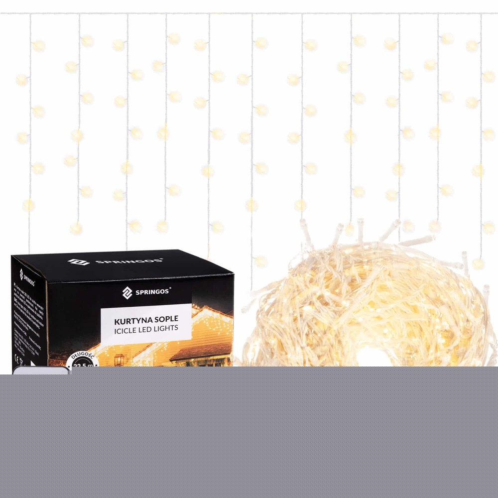 Гірлянда бахрома вулична Springos 20 м 500 LED Pilot Warm White