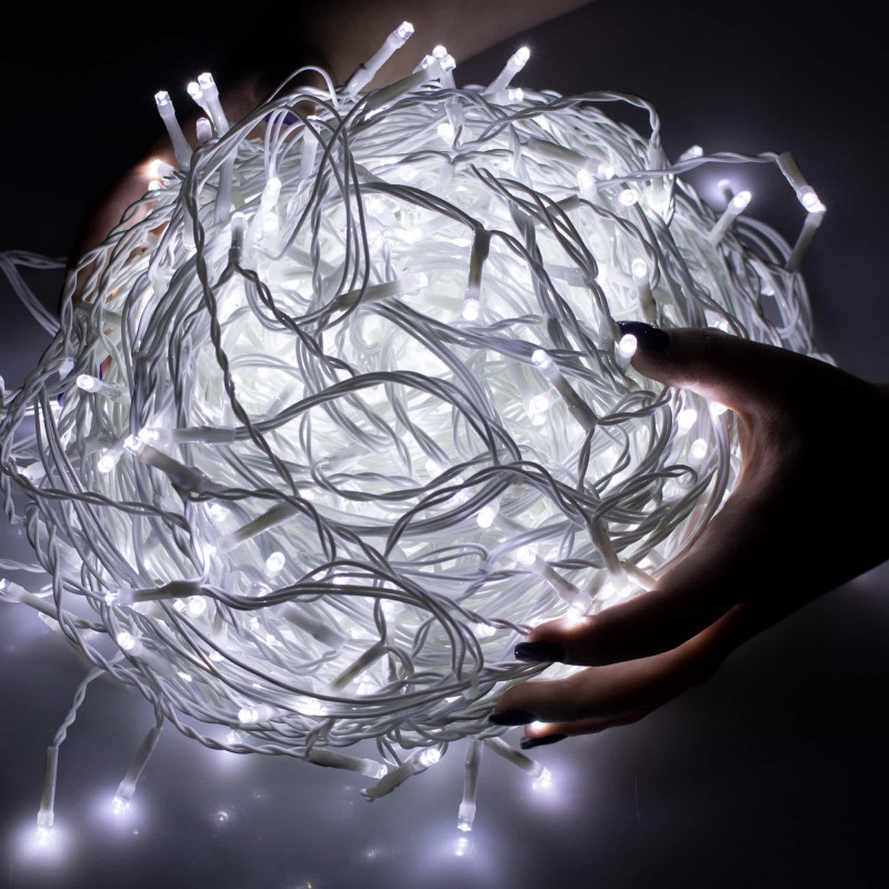 Гірлянда бахрома вулична Springos 12 м 300 LED + Flash Cold White