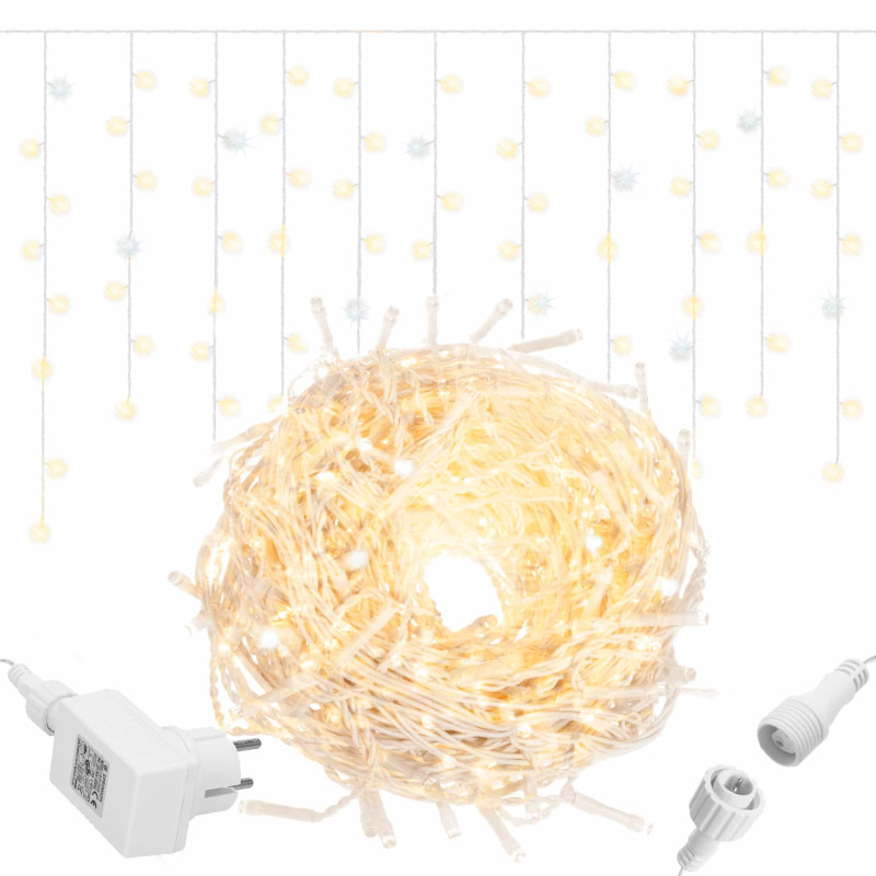 Гирлянда бахрома уличная (наружная) Springos 20 м 500 LED + Flash CL0517 Warm White