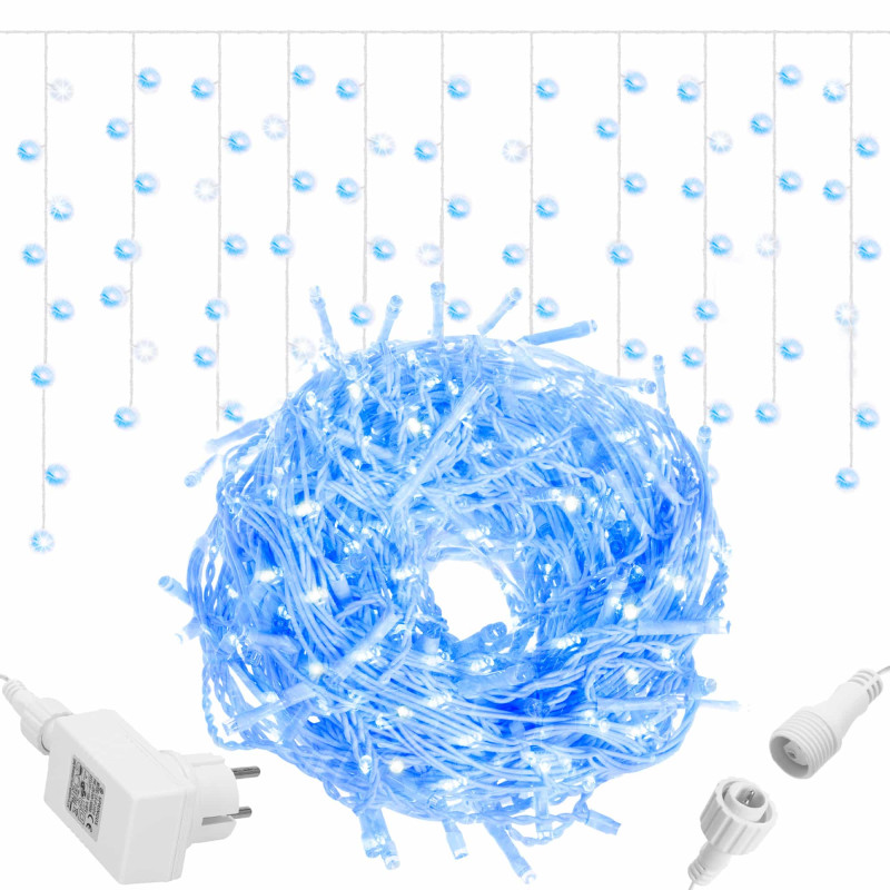 Гірлянда бахрома вулична Springos 20 м 500 LED + Flash Blue