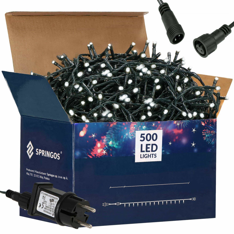 Гирлянда уличная (наружная) Springos 25 м 500 LED CL0520 Cold White