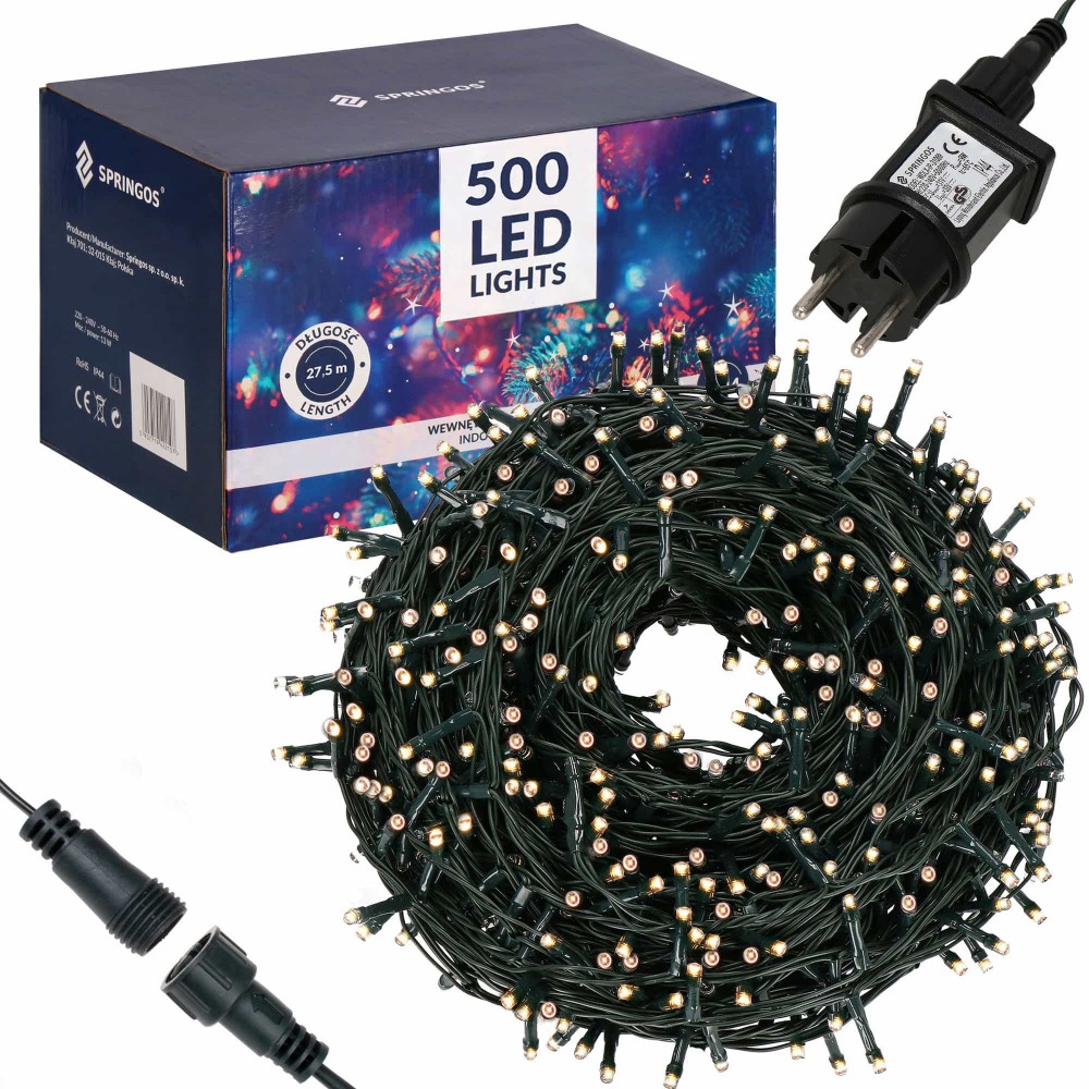 Гірлянда вулична Springos 25 м 500 LED Warm White