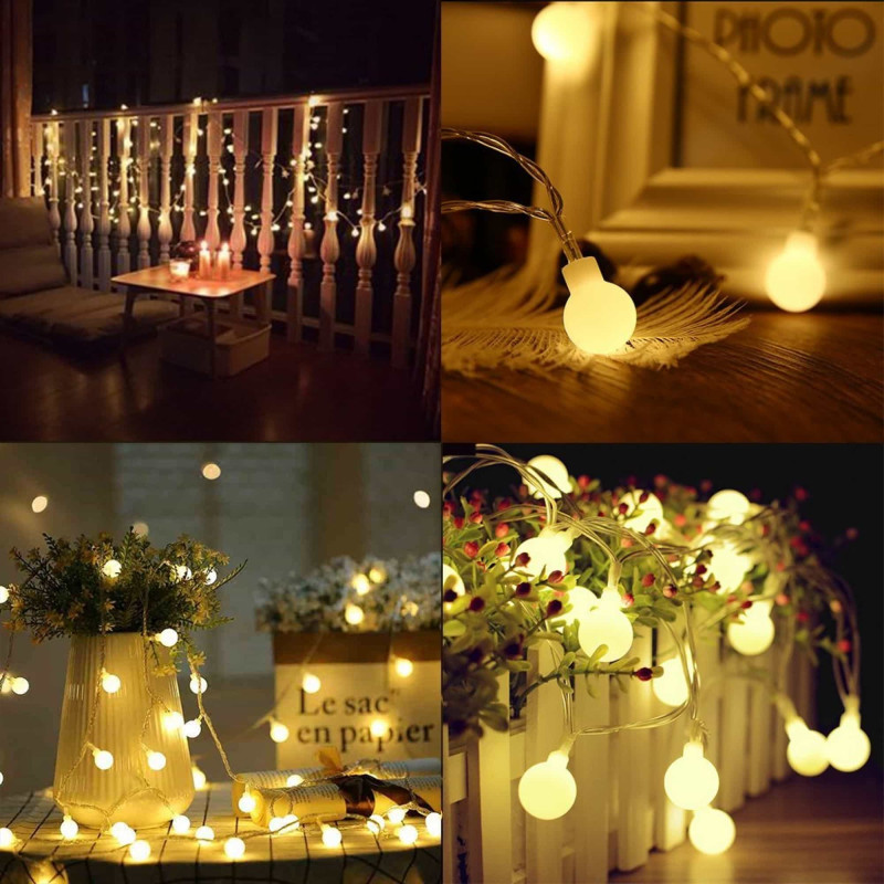 Гірлянда у вигляді лампочок на батарейках Springos 10 м 50 LED Warm White