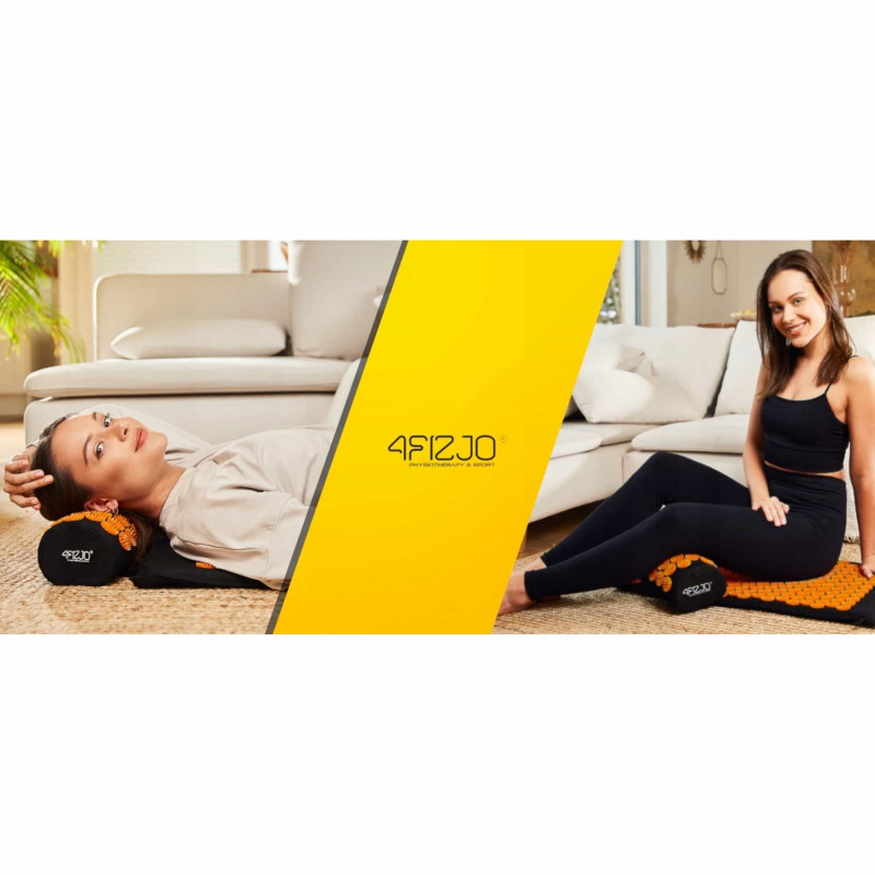 Коврик акупунктурный с валиком 4FIZJO Classic Mat Аппликатор Кузнецова Black/Orange (P-5907222931752)