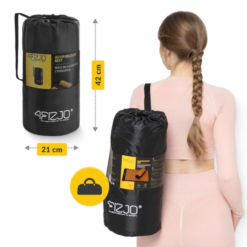 Коврик акупунктурный с валиком 4FIZJO Classic Mat Аппликатор Кузнецова Black/Orange (P-5907222931752)