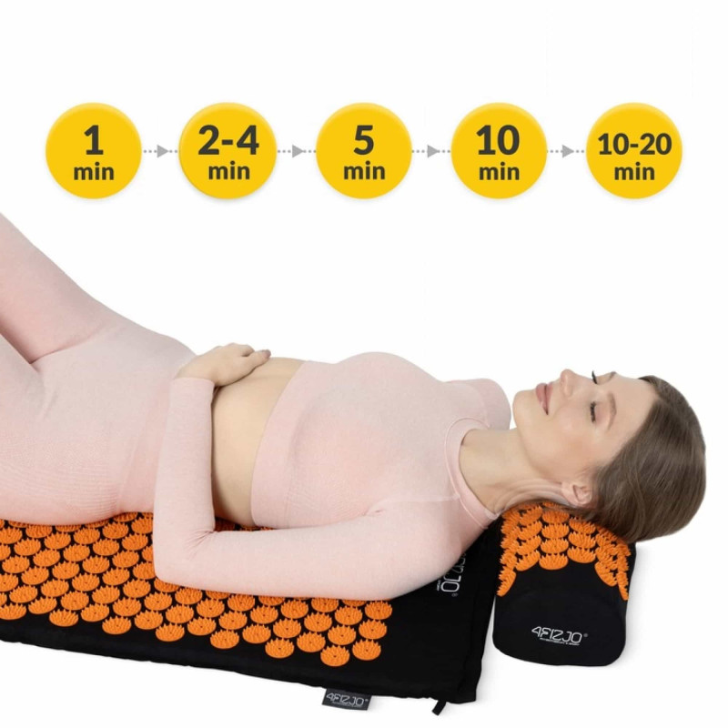 Коврик акупунктурный с валиком 4FIZJO Classic Mat Аппликатор Кузнецова Black/Orange (P-5907222931752)