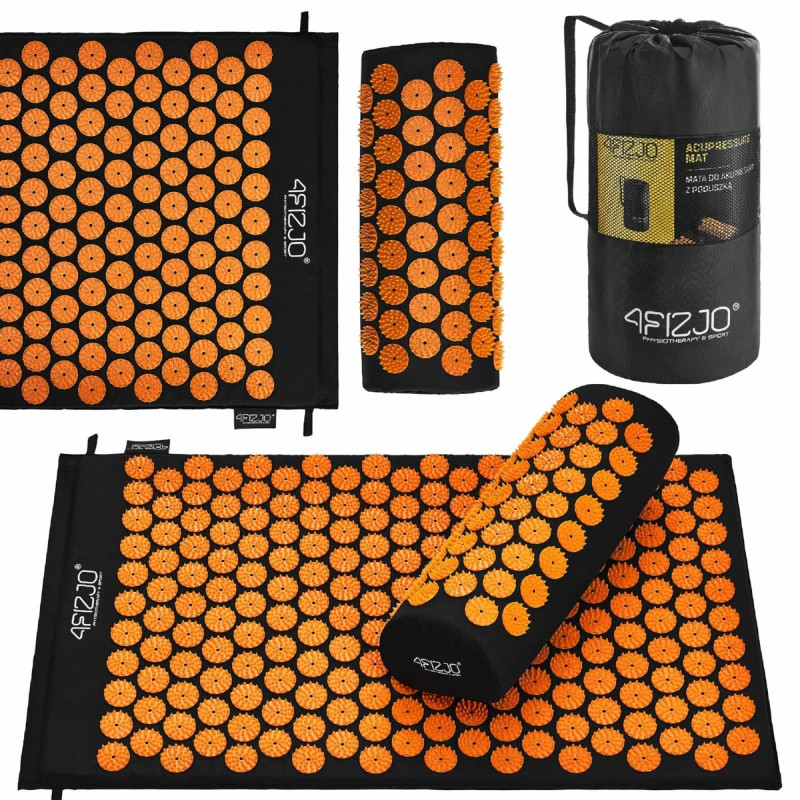 Коврик акупунктурный с валиком 4FIZJO Classic Mat Аппликатор Кузнецова Black/Orange (P-5907222931752)