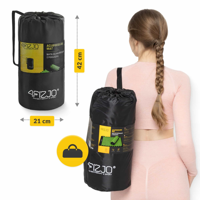 Акупунктурний килимок з напівваликом 4FIZJO 72 x 42 см Black/Green